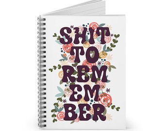 Cosas para recordar. Divertida portada de cuaderno. Cuaderno espiral floral retro - Rayado