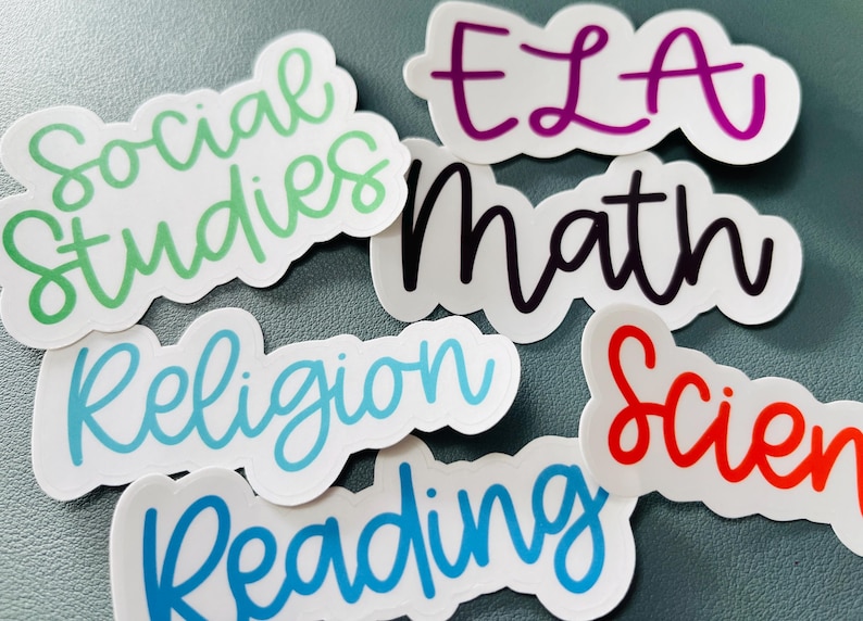 Subect Sticker Cursive Cursive, Handwritten Custom School Subject Stickers: Water-resistant ...