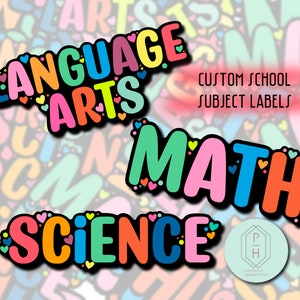 Etiquetas adhesivas personalizadas para materias escolares / Para cuadernos y libros escolares / Regreso a la escuela / Etiquetas de corazones / Regalos personalizados