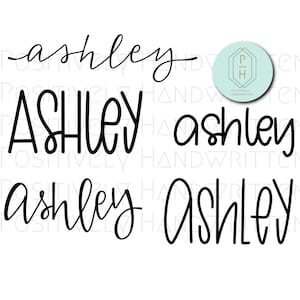 Nombres escritos a mano, escritos a mano- Ashley Bundle / PNG Cut Files for Cricut, Silhouette / 5 archivos