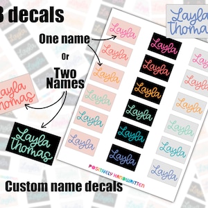 Etichette con nome / Foglio adesivo con nome personalizzato / Etichette con nome personalizzate / Etichette scolastiche colorate per ragazze adolescenti