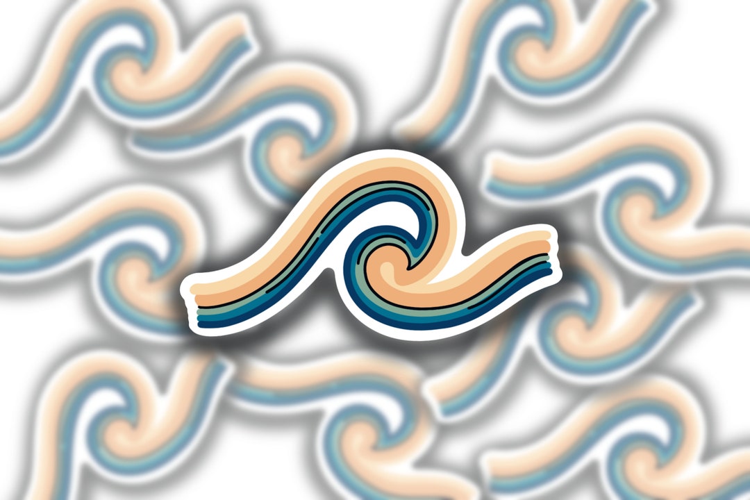 Ocean Wave Sunset Decal Sticker – Waterproof Vinyl For Car, Laptop, Water Bottle, 6" X 3.5"