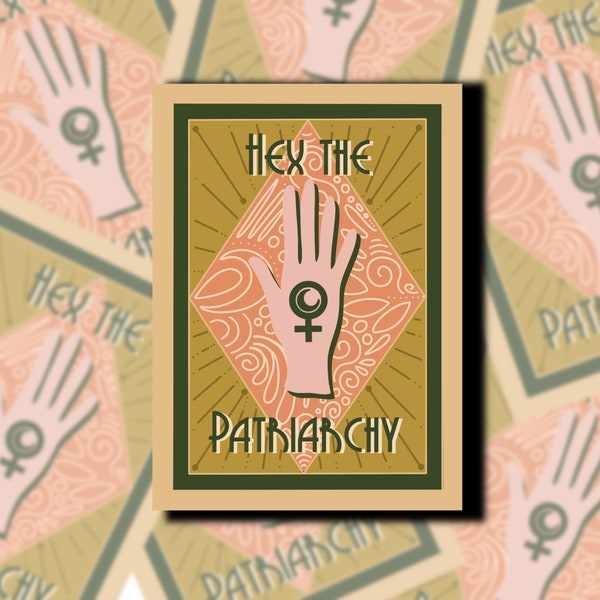 Hex The Patriarchy | Pro Roe 1973 Witchy Tarot Card Sticker | Pro Choice Decal | Roe v Wade | Water-resistant, weatherproof & matte options