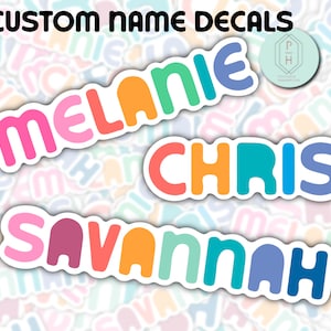 Adesivos coloridos personalizados com nome | Nome, nome do meio e sobrenome | Adesivo para garrafa de água | Etiquetas de nome | Presentes personalizados