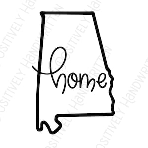 Alabama Outline. Startseite. Handbeschriftet. PNG instant digital download. Für Vinyl, Druck, Sublimation.