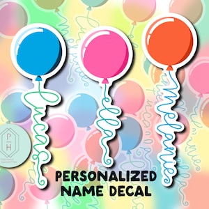 Sticker ballon personnalisé | Prénom personnalisé coloré | Bas de Noël, cadeau d'anniversaire pour maman, pour bouteille d'eau, ordinateur portable, étui pour téléphone