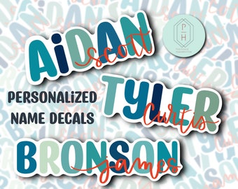 Custom Name Stickers: Hand-Lettered, Water Bottle Decals