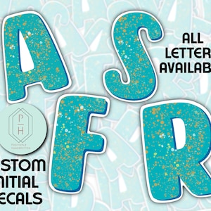 Pegatinas iniciales personalizadas. Calcomanía de monograma de letra A. Para Hydroflask, botella de agua, pegatina para vaso. Opciones resistentes al agua y a la intemperie