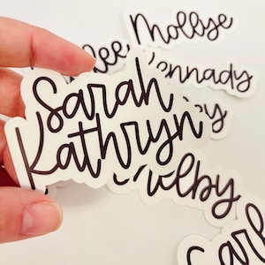 Pegatinas personalizadas con nombre en cursiva / Nombre, segundo nombre y apellido / Pegatinas para botellas de agua / Etiquetas con nombre / Regalos personalizados