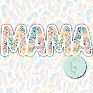 Maman. Autocollant floral. Sticker pour ordinateur portable. Hydroflask, bouteille d'eau ou autocollant pour pare-chocs. Vinyle. Résistant à l'eau, options mates