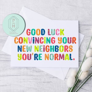 Nueva casa - Regalo divertido para un amigo - Buena suerte Tarjeta de felicitación en movimiento. Regalo de inauguración de la casa para amigos, familiares. Corazones brillantes y coloridos