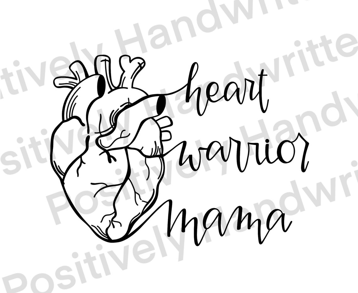 Heart Warrior Mama PNG: Anatomical Heart, CHD Awareness (digital File ...