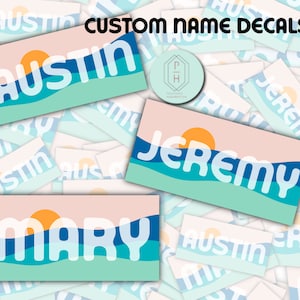 adesivos com nomes personalizados | Nome e meio, sobrenomes | Oceano, etiqueta da garrafa de água do tema da praia de <br> Entrega Rápida? Etiquetas de nome | Presentes personalizados