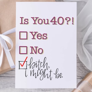 Karte zum 40. Geburtstag. Lustiges, Fluchwort. Handgemachte, handbeschriftete, einzigartige Grußkarte. Geschenk für sie oder ihn.  Liebe dich