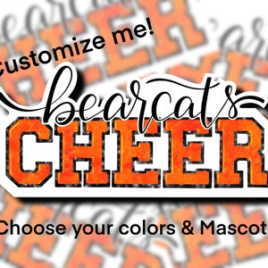 Custom Cheer Mascot Decal Stocking Stuffer | Matte or Weather resistant | School Colors | Decal for Hydroflask, water bottle, laptop