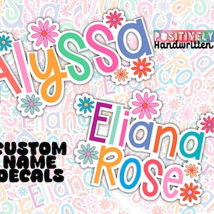 Gänseblümchen kundenspezifische Namen Aufkleber | Bunter Personalisierter Wasserflaschen Aufkleber | Namensetiketten | Personalisierte Geschenke