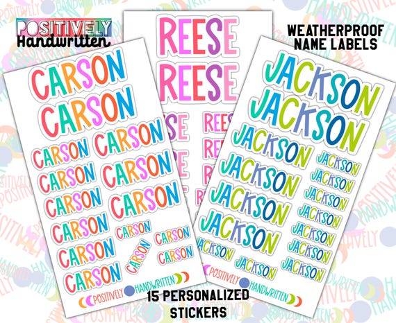 Personalized Name Stickers: Colorful School & Water Bottle Decals