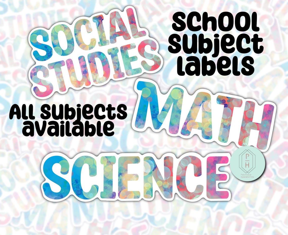 Personalized School Subject Label Stickers: Water-resistant, Custom ...