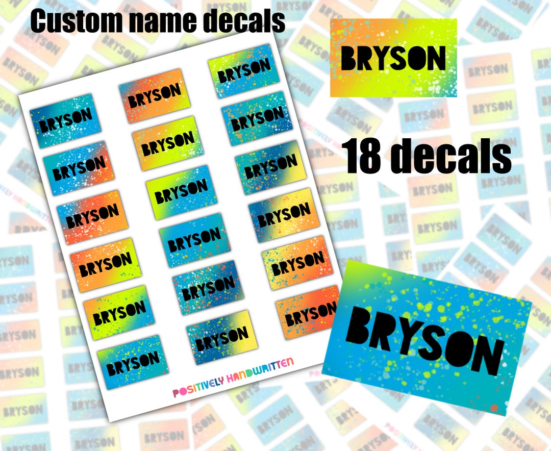 Boys' Name Labels: Custom Colorful Stickers for School - Etsy