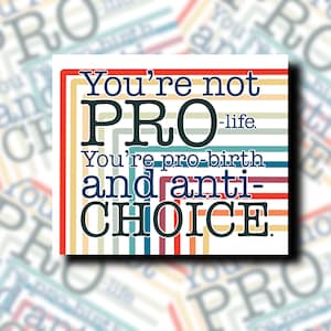 You’re Not Pro Life. You’re Pro- Birth and Anti-Choice | Pro Choice Sticker | Roe V Wade Decal| Water resistant | Coat hanger |