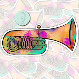 Bariton Horn Aufkleber | Blaskapelle Geschenk | Trendy Aufkleber | Aufkleber | Wasserfest | Wasserflasche Sticker