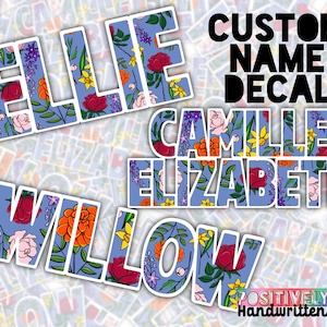 Pegatinas personalizadas con nombre / Pegatinas para botellas de agua con estampado floral / Etiquetas con nombre / Regalos personalizados
