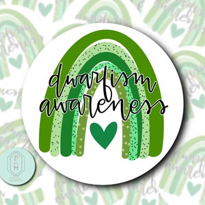 Etiqueta da consciência do nanismo de <br> Entrega Rápida? Boho arco-íris | Fita de nanismo verde | Para garrafa de água, copo, laptop, capa de telefone