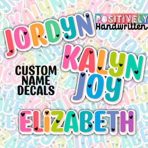 Personalized Name Stickers: Colorful Heart Water Bottle Decals