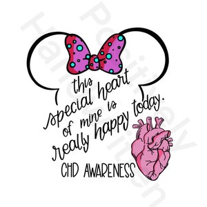 CHD Awareness PNG: Anatomical Heart, Mouse Ears, Inspirational Quote (Digital Download)