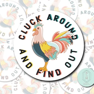 Clouez et découvrez. Coq, autocollant de poulet pour bouteille d'eau ou autocollant de pare-chocs.