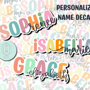 Pegatinas de nombre personalizado / Nombre y segundo nombre, Apellidos / Corazones Pegatina de botella de agua / Etiquetas de nombre / Regalos personalizados