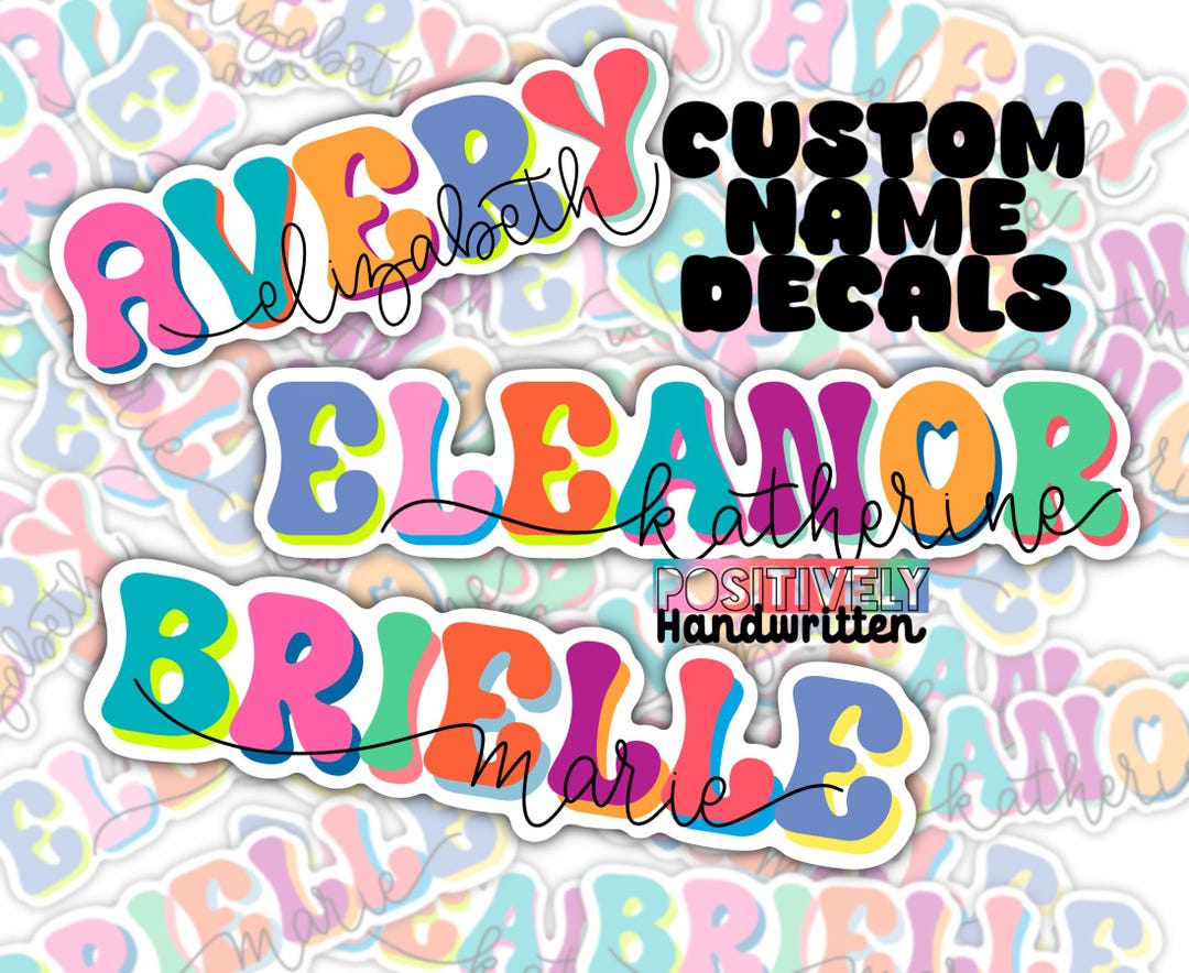 Beautiful Name Sticker Personalized Name Sticker: Colorful Custom Decal - Etsy