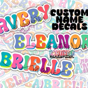 Adesivos personalizados com nome | Adesivo para garrafa de água com padrão colorido | Etiquetas de nome | Presentes personalizados