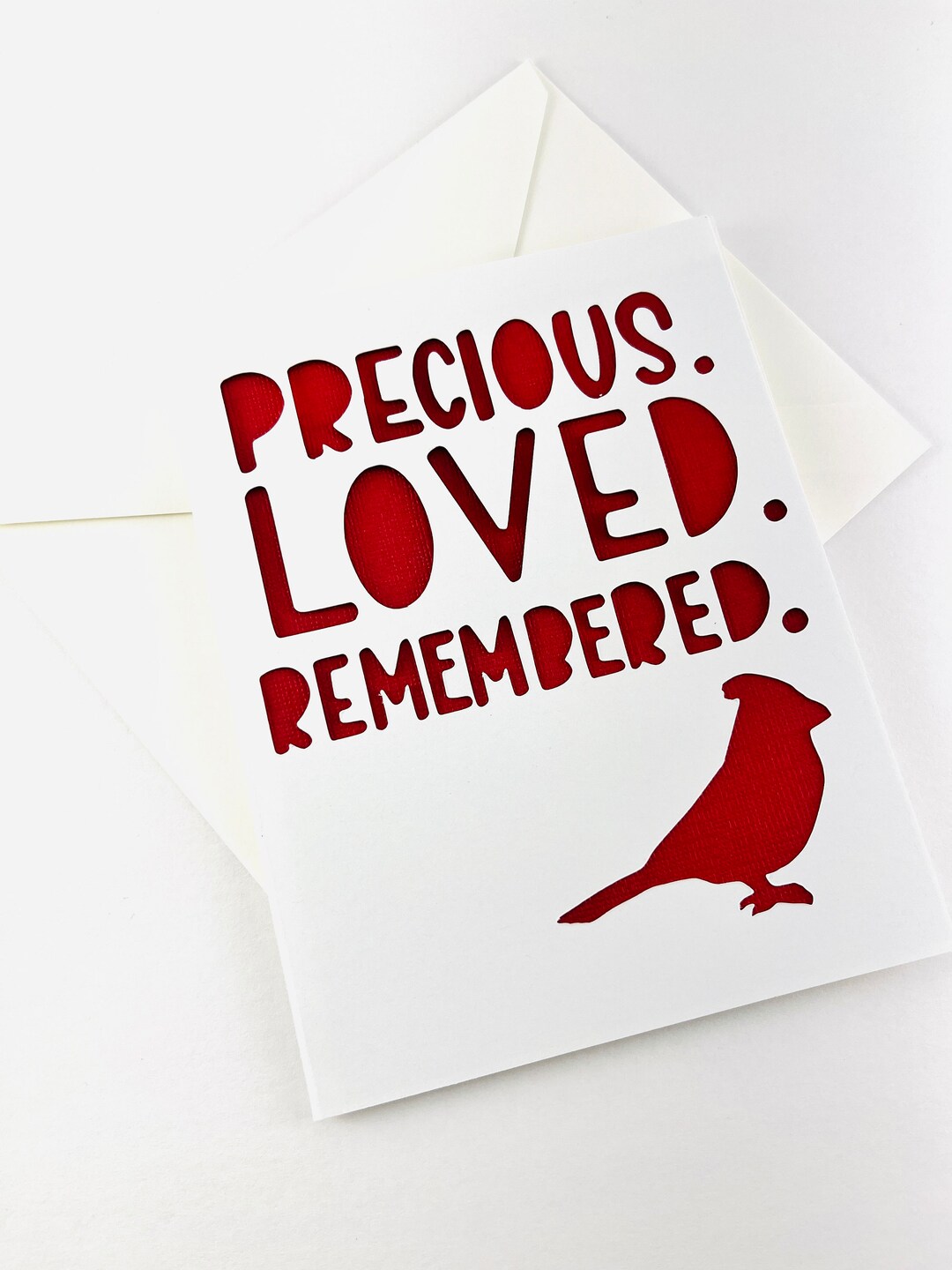 Handmade Cardinal Sympathy Card: Lettering Cutouts, in Memory Of - Etsy UK