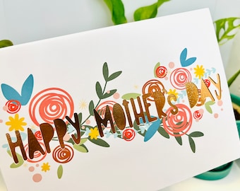 Handmade Rose Gold Floral Mothers Day Card