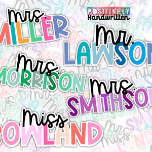 Personalisierte Lehrer Name Aufkleber | Bunter Wasserflaschen Aufkleber | Laptop Namensaufkleber | Personalisierte Lehrer Geschenke