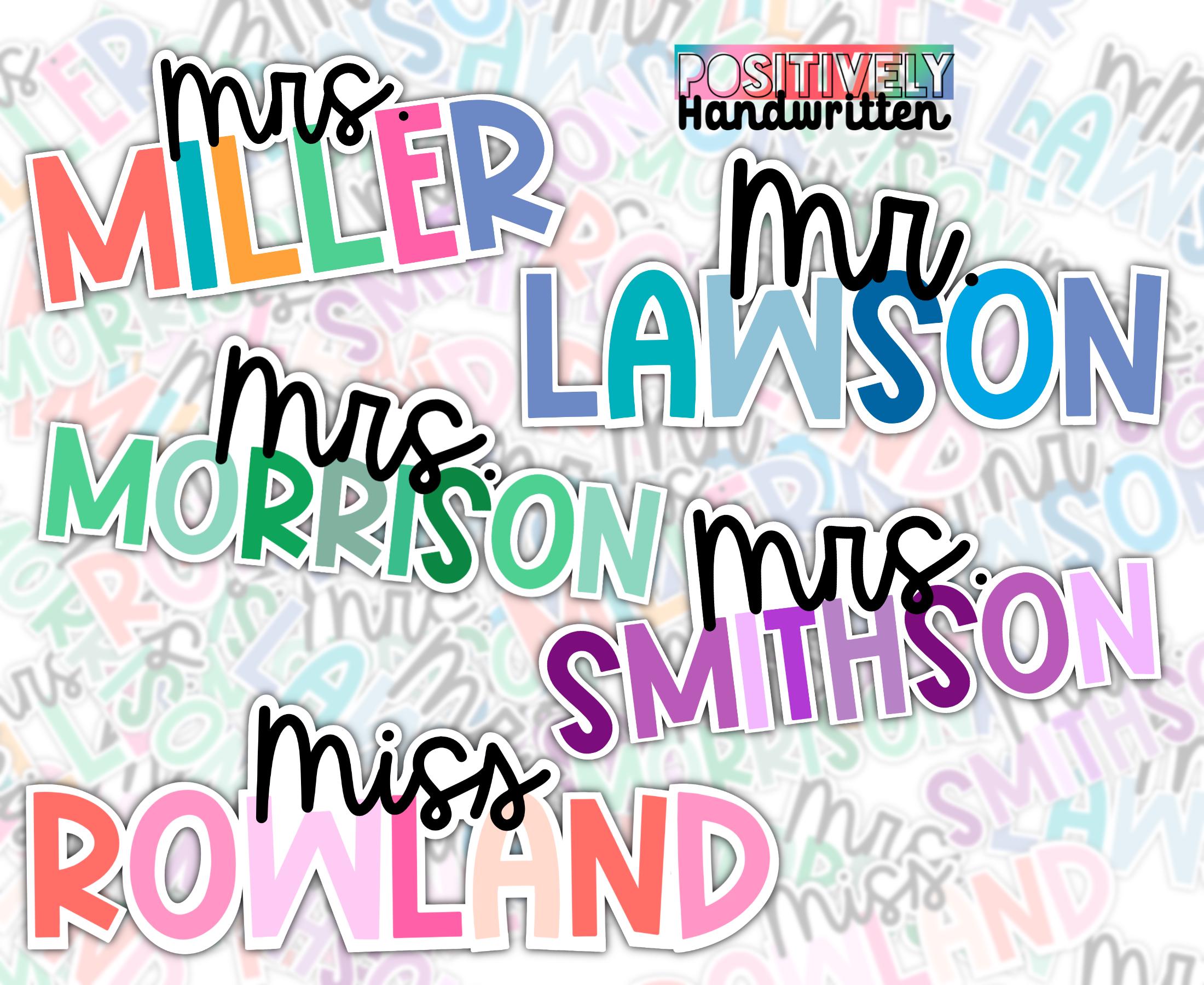 Personalized Teacher Name Stickers | Colorful Water bottle sticker | Laptop Name Labels | Personalized Teacher Gifts