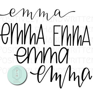 Nombres escritos a mano, escritos a mano- Emma Bundle / PNG Cut Files for Cricut, Silhouette / 5 archivos