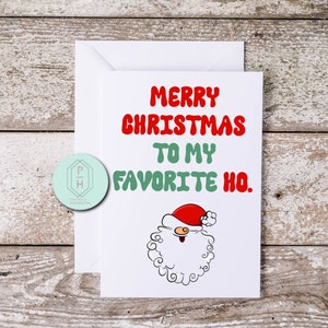 Feliz Natal Ho. Cartão de Natal engraçado. Papai Noel. Cartão de felicitações exclusivo e feito à mão. Presente para ela ou ele. Amo você