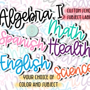 Etiquetas adhesivas personalizadas para materias escolares / Para cuadernos y libros escolares / Etiquetas adhesivas resistentes al agua / Etiquetas de regreso a la escuela / Regalos personalizados