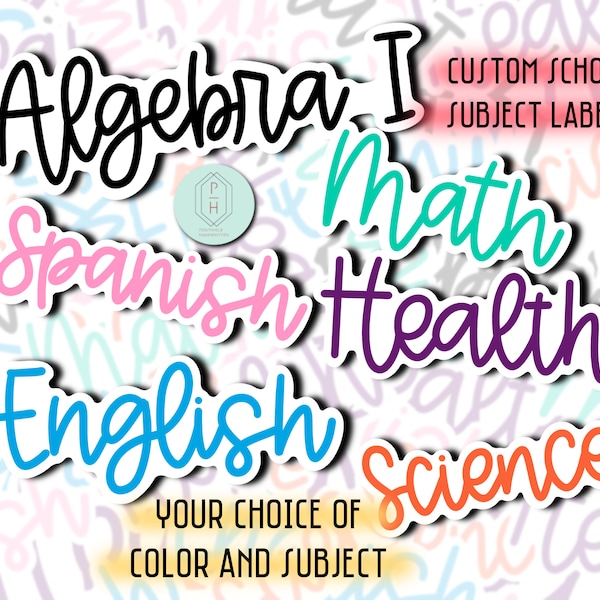 Custom School Subject Label Stickers | For Notebooks and School Books | Water Resistant sticker | Back To School Labels | Personalized Gifts