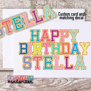 Cartão de aniversário personalizado. Com adesivo. Feito à mão, com letras e exclusivo. Presente para ela. Amo você.