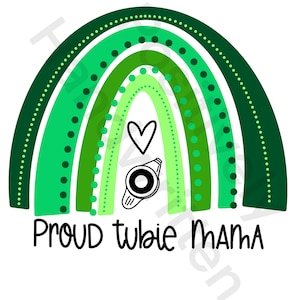 Orgogliosa Tubie Mama. Arcobaleno Boho.  Gtube PNG per la sublimazione. Consapevolezza del tubo di alimentazione.
