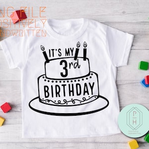 C’est mon 3ème anniversaire. PNG uniquement manuscrit. Conception de chemise de troisième anniversaire. Birthday Cake PNG téléchargement instantané. Fichier Cricut.