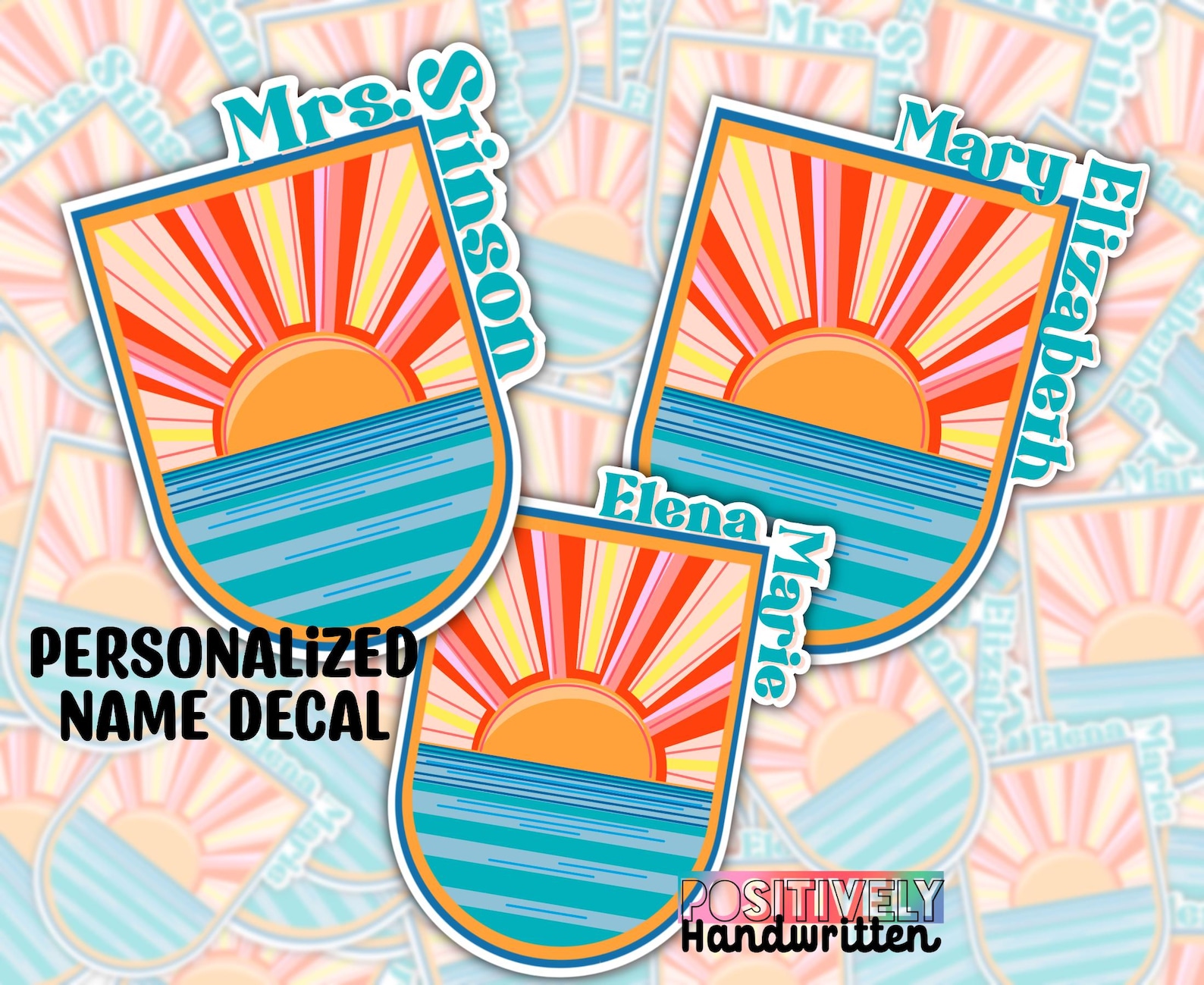 Personalized Beach Sunset Name Decal: Water Bottle Laptop Sticker - Etsy