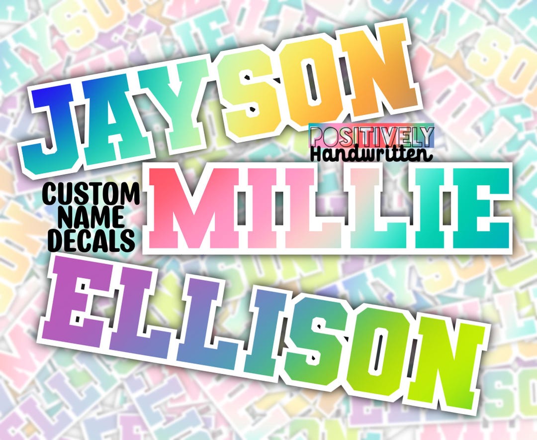 Personalized Boys, Girl Name Stickers | Colorful Water Bottle Sticker ...