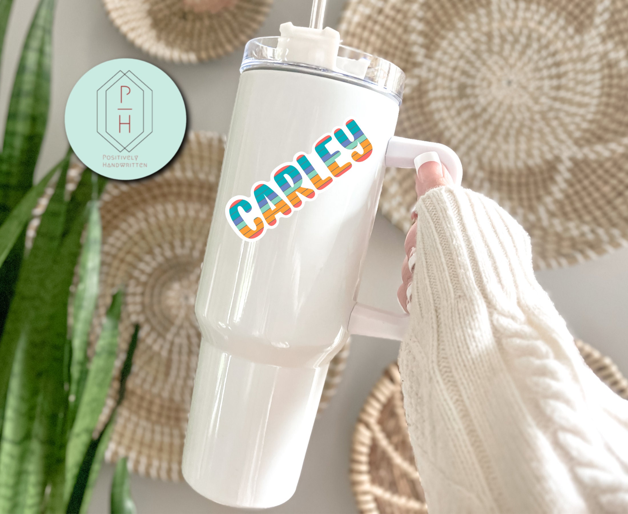 Custom Name Sticker: Bright Color Water Bottle Decal. Gender Neutral - Etsy