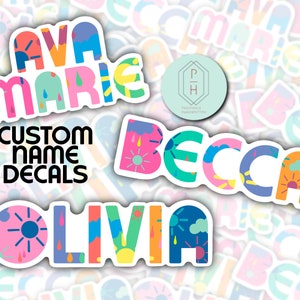 adesivos com nomes personalizados | Nome e meio, sobrenomes | Etiqueta da garrafa de água | Etiquetas de nome | Presentes personalizados