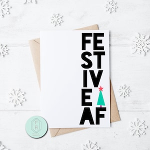 Carte de Noël drôle. AF festif. Carte de voeux faite main et unique. Cadeau pour elle ou pour lui.  Je t'aime