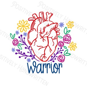 Floral Anatomical Heart Warrior PNG: CHD Awareness Art (Digital File)